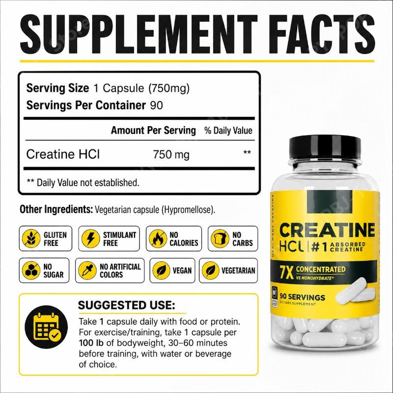 Creatine HCl 750mg 90 Capsules - Nutrition Fitness Supplements 评论和价格